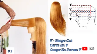 1 (vertical line ) V - shape haircut tutorial / Coupe en forme V ( débutant) tutoriel