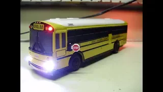 Mikes custom Thomas Saf T Liner HDX diecast school bus model with working lights