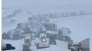 Interstate i-80 Massive 50+ Vehicle Crash, Pileup Between Elk Mountain And Laramie, Wyoming