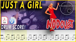 Just A Girl - No Doubt | DRUM SCORE Sheet Music Play-Along | DRUMSCRIBE