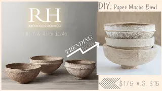 DIY Restoration Hardware DUPE | Luxury Home Decor For LESS | HOW TO MAKE A Paper Mache Bowl