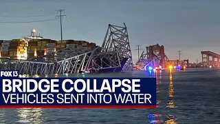 Francis Scott Key Bridge in Baltimore collapses, sending vehicles into water