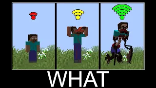 Scary herobrines with different Wi-Fi in Minecraft wait what meme part 121