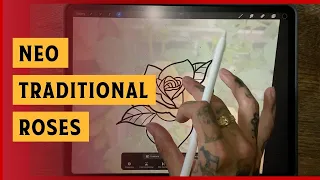 How To Draw Rose Tattoo | Neo Traditional Style Rose