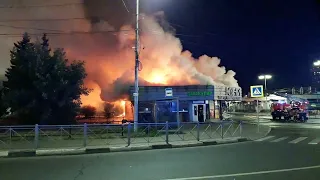 Пожар на станции Мытищи 22.08.2022. Вид с торца здания.