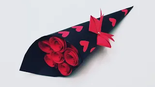 How to make Paper Rose Flower Bouquet | DIY Valentine's Day Flower Bouquet