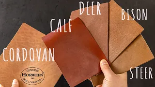 Shell Cordovan vs. Calf vs. Bison vs. Deer vs. Steer - Leather Grain Comparison