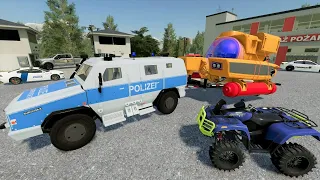 Police use Swat truck and Submarine to catch bad guy | Farming Simulator 22
