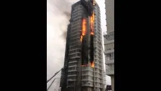 Пожар в 25 этажном доме Красноярск
