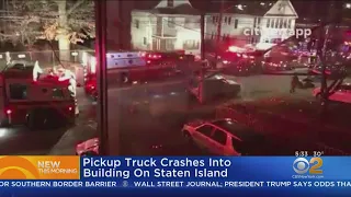 Pickup Truck Crashes Into Building On Staten Island