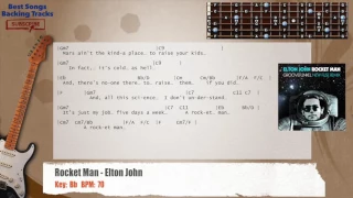 🎸 Rocket Man - Elton John Guitar Backing Track with chords and lyrics