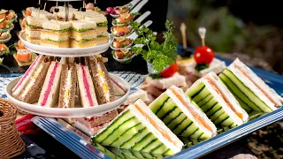 8 Sandwich recipes for parties. Party food ideas with guacamole, beetroot hummus and shrimp paste