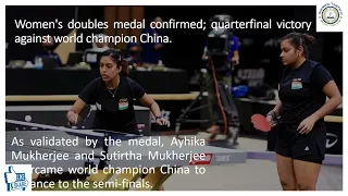 Table Tennis : Women's doubles medal confirmed; quarterfinal victory against world champion China.