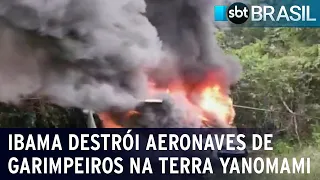 Ibama destrói aeronaves de garimpeiros em terra indígena em Roraima | SBT Brasil (11/02/2023)