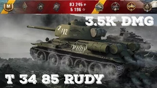 World of Tanks - T-34-85 Rudy Ace Tanker/3.5k dmg/Radley Walter's/Spartan by Cro_Master_Killer