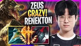 ZEUS CRAZY GAME WITH RENEKTON! - T1 Zeus Plays Renekton TOP vs Pantheon! | Season 2023