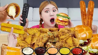 ASMR MUKBANG🍔Pork Hamburger & Crispy Fried Chicken & Cheese ball EATING SOUNDS by HIU 하이유