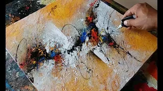 Abstract painting / textured with gesso / Acrylic abstract painting demonstration