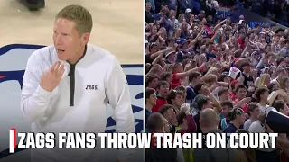 Gonzaga students throwing trash on court causes delay of game | ESPN College Basketball