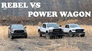 2020 Dodge Ram Rebel 4x4 vs 2020 Ram Power Wagon Off Road Uphill Loose Rock Climbing Challenge