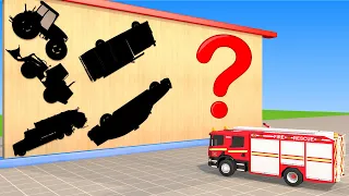 Choose The Right Door With Tires Fire Truck, Car, Excavator, Tractor, Police car 3D Vehicles Game