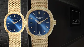 Patek Philippe Golden Ellipse 18k Yellow Gold Blue Dial Ladies 4461 | SwissWatchExpo [Wrist Roll]