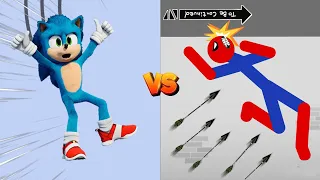 SONIC VS Stickman Dismounting funny moments | Best Falls