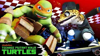 Mikey and Mondo Gecko SKATEBOARD Race 🛹 | Full Scene | Teenage Mutant Ninja Turtles