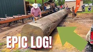 EPIC GIANT Sinker Cypress Log Pulled From River Bottom On The Sawmill! 38Foot Long!