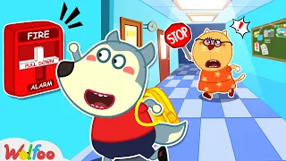 Wolfoo! Stop Ring a Fire Alarm for Fun! Don't Play with Fire Equipment | Kids Cartoon |Wolfoo Family