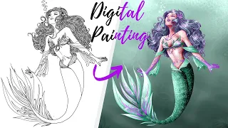 Mermaid - Digital Painting Timelapse ( Paint Shop Pro )