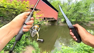 Eating Whatever I Catch.. Fishing a NEW Creek (Catch and Cook)