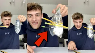 Can you Stick a Pencil through a Bag of Water?! 😳😱 - #Shorts