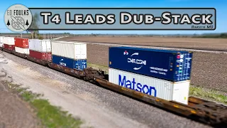 Drone catches a westbound dubstack approaching Henrietta, MO