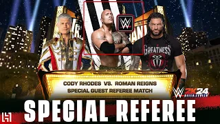 WWE 2K24 Special Guest Referee Match - Cody Rhodes vs Roman Reigns ft. THE ROCK - PS5 Gameplay
