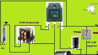 Voltage Booster 1.5v Converted to 45v With D718 Transistor#electronics#technology