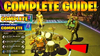 How To COMPLETE ALL JAM STAGE: DAILY & WEEKLY QUEST PACK CHALLENGES in Fortnite! (Free Rewards)