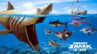 NEW BIG BASKING EVIL SHARK PLAY IN 2 MAP HUNGRY SHARK WORLD - HUNGRY SHARK WORLD GAMEPLAY