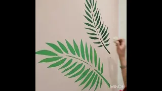 Tropical leaves wall stencil painting by food menu art #