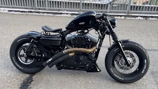 Harley Davidson sportster forty eight XL1200 Bobber Custom Sound BSL Rainbow Exhaust