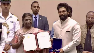 Icon Star #AlluArjun receives the 'Best Actor' Award at the '69th National Film Awards' for #Pushpa