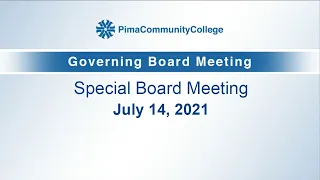 PCC Governing Special Board Meeting - July 14, 2021