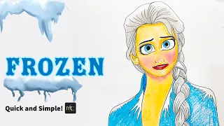 Forzen Movie Elsa Drawing and Coloring Tutorial | Frozen Movie Inspired #drawing #frozen