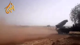 استهداف معاقل قوات الأسد في درعا براجمات الصوريخ