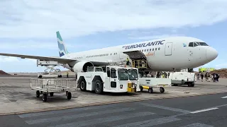 COMO É VOAR COM A EUROATLANTIC DE PRAIA CABO VERDE - LISBOA NO BOEING 767