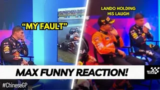 Max Verstappen’s Funny Reaction to the collision of Lance stroll and Daniel Ricciardo | "My Fault!"