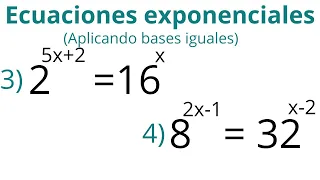 Ecuaciones exponenciales(aplicando bases iguales), ejemplos 3 y 4