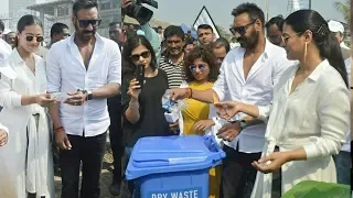 Ajay Devgan & Kajol During Garbage Clean Up at Mahim Beach