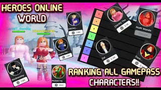 HEROES:ONLINE WORLD- RANKING ALL GAMEPASS CHARACTERS FROM WEAKEST TO STRONGEST!! [MY OPINION]