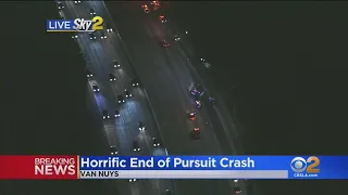 4 Taken To Area Hospitals After Pursuit Ends In Violent Crash On 405 Freeway In Van Nuys